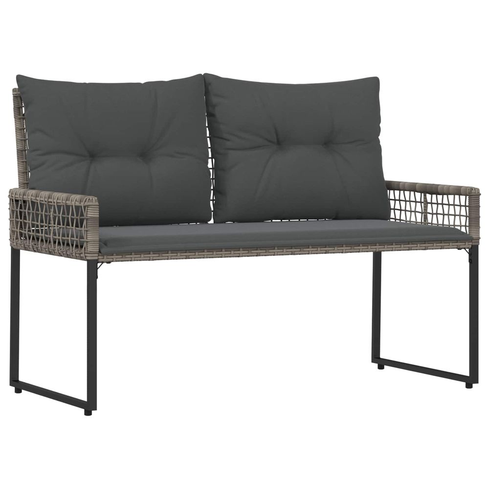 Banc extérieur gris 118 x 55 x 82 cm rotin pe et tissu