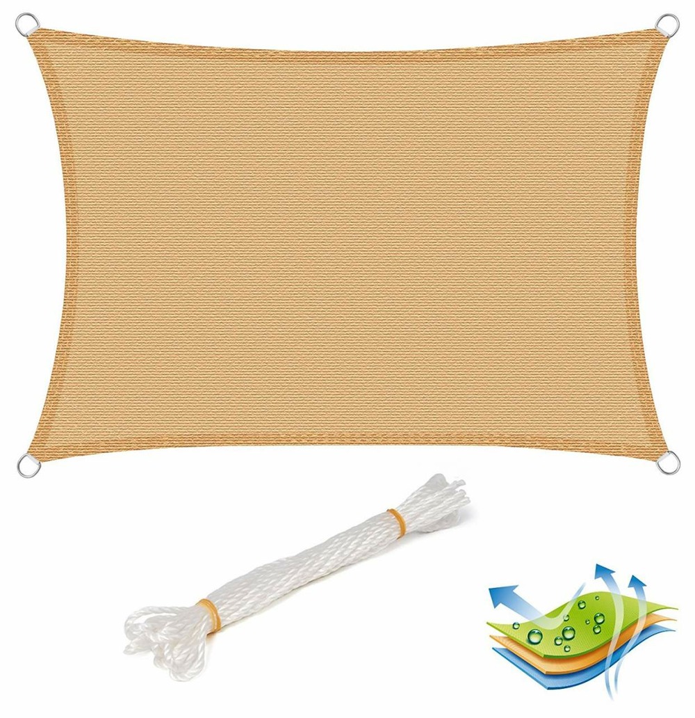 Voile d'ombrage pour jardin extérieur patio yard party bloc uv 2x3m sable