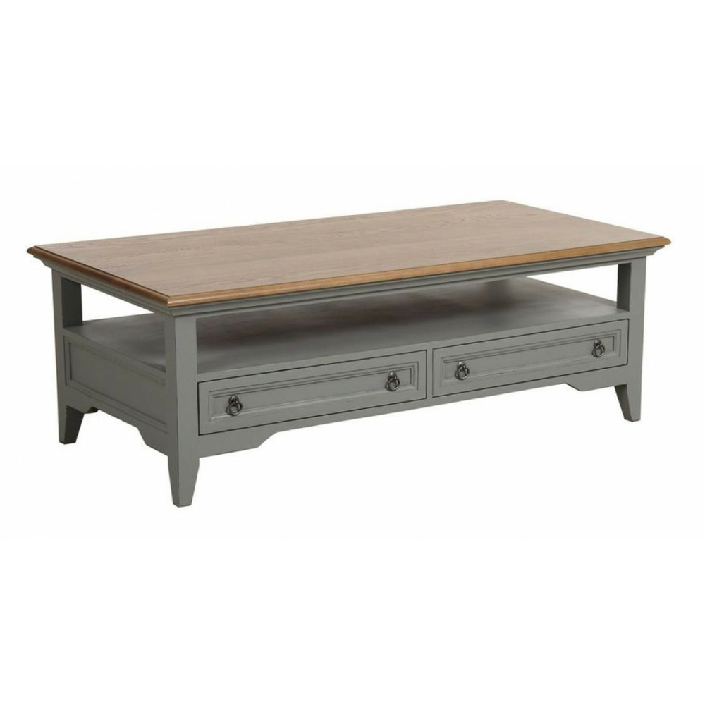 Table basse rectangulaire 2 tiroirs bois gris - esquisse interior's