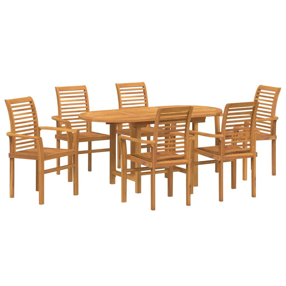 Ensemble de salle à manger pour jardin 7 pcs marron teck massif