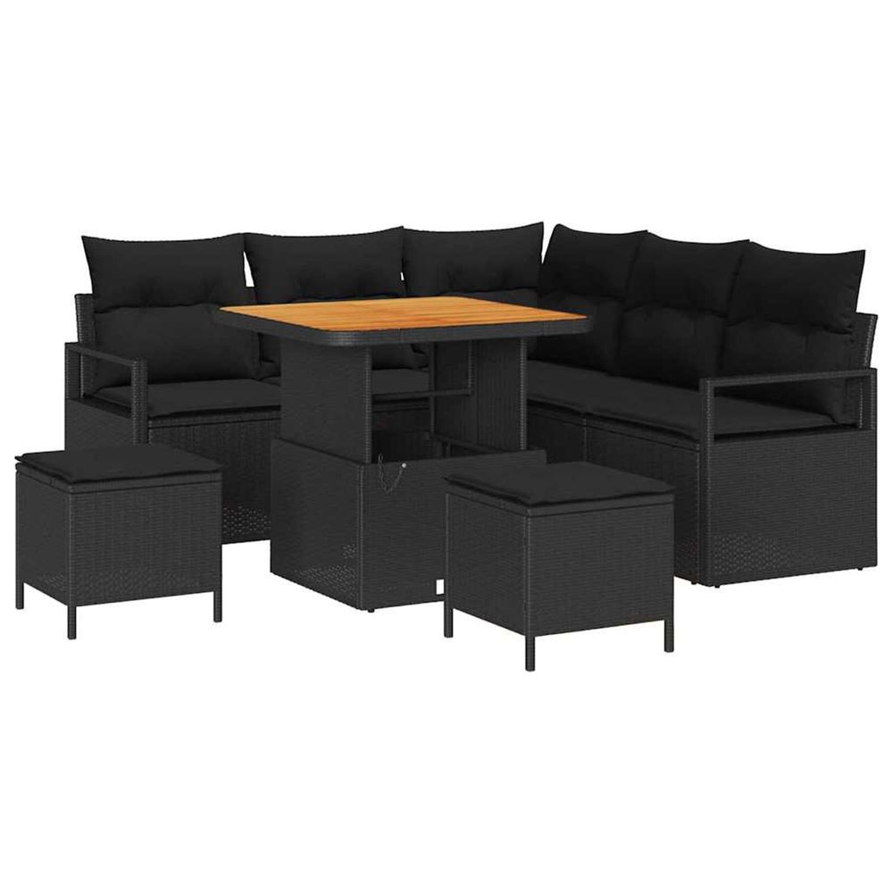 Ensemble de canapé de jardin 8 pc noir polyrotin