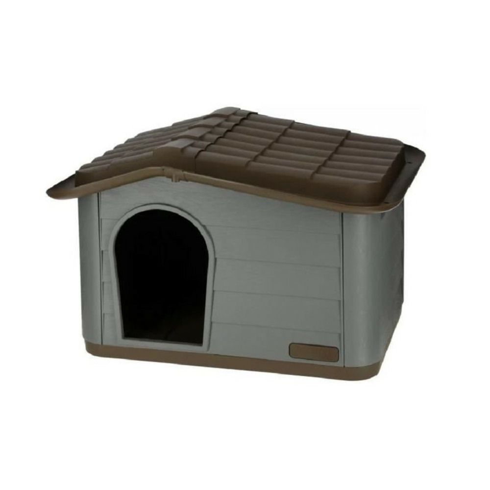 Maison pour chats paola eco kerbl - 60 x 51 x 41 cm - gris et marron - plastique recyclé