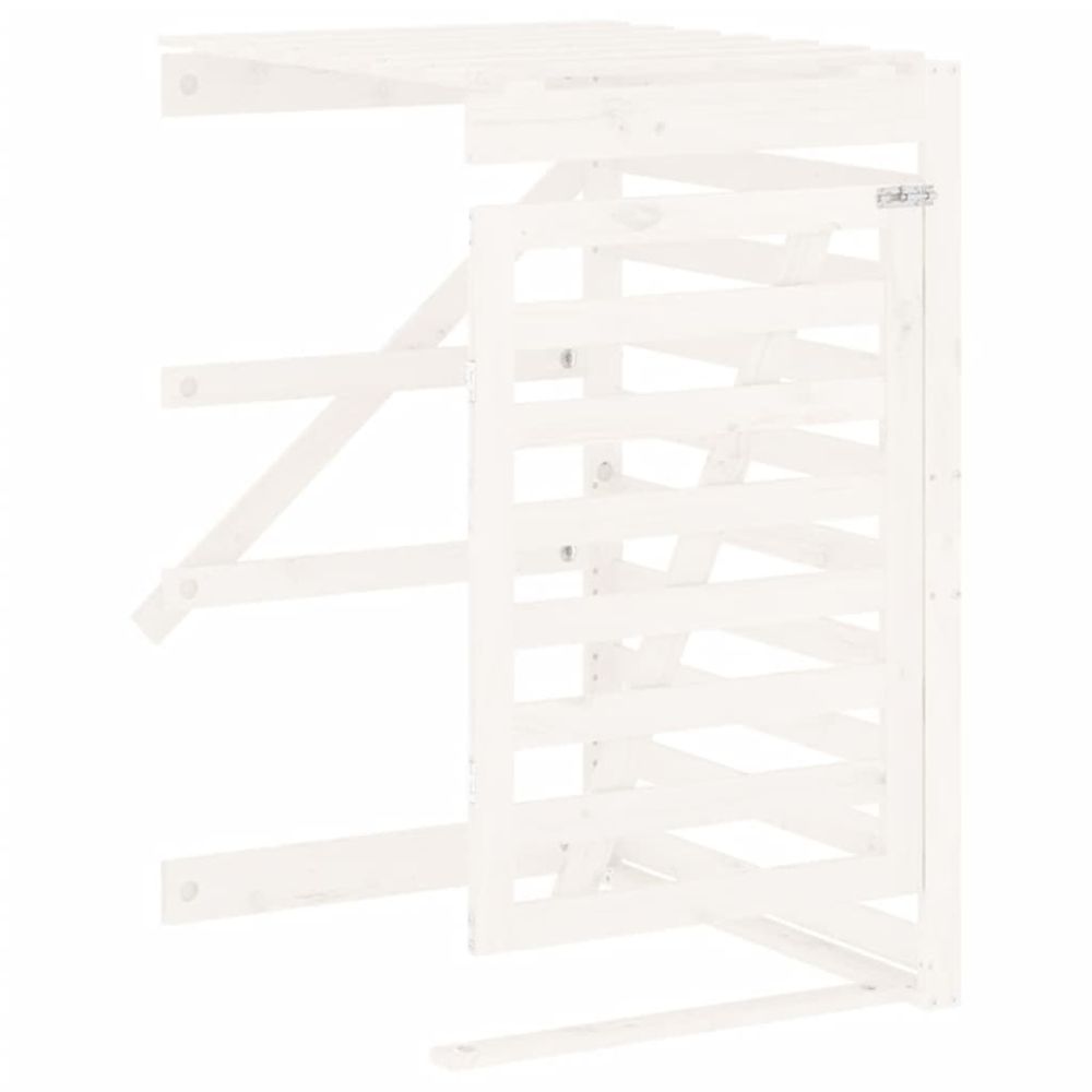 Extension d'abri de poubelle sur roulettes blanc pin massif