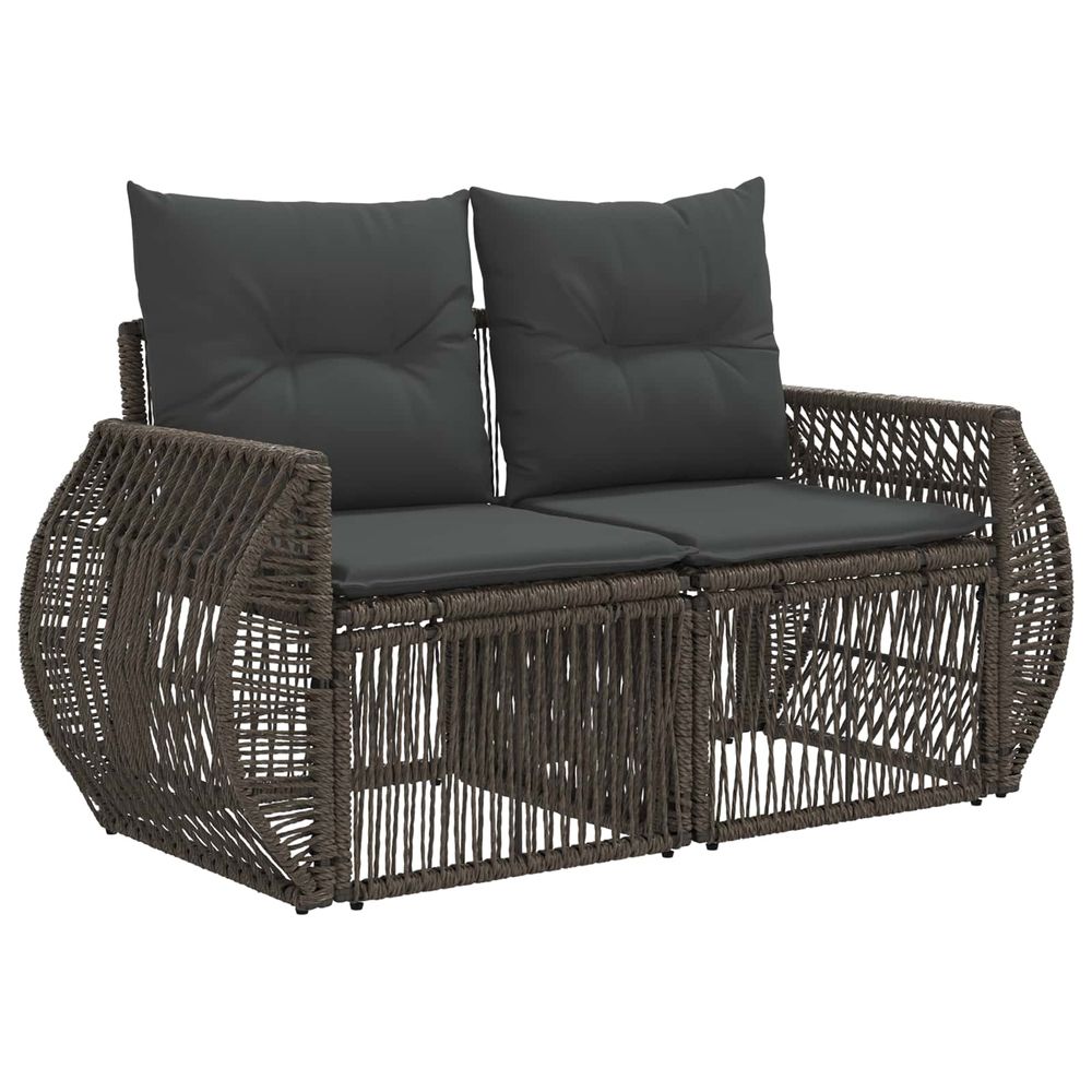 Canapé de jardin 2-nombre de places gris polyrotin