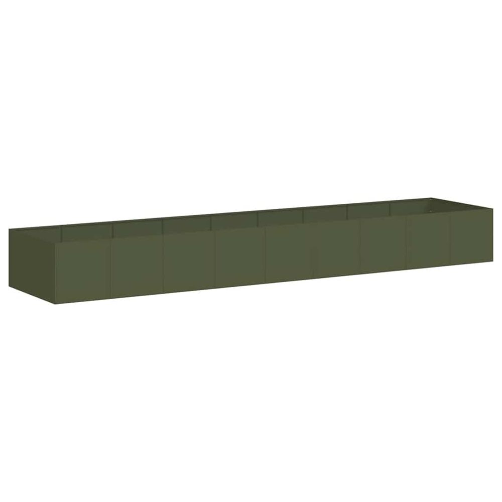 Jardinière d'extérieur vert olive 360x80x40 cm acier