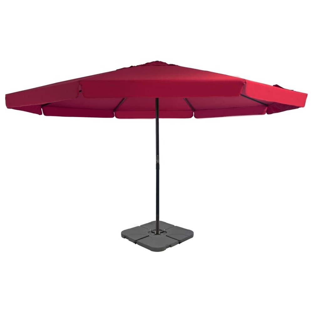 Parasol d'extérieur diamètre : 5 m avec base portable rouge