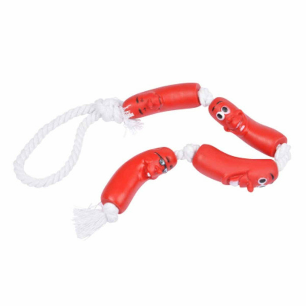 Jouet pour chien chaîne de saucisses 7cm rouge