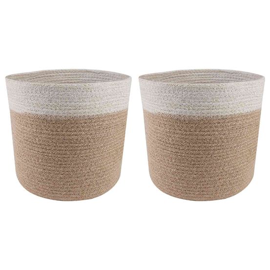 Ensemble de pots jute tossa pour jardin design rustique et chic ø 21x21cm