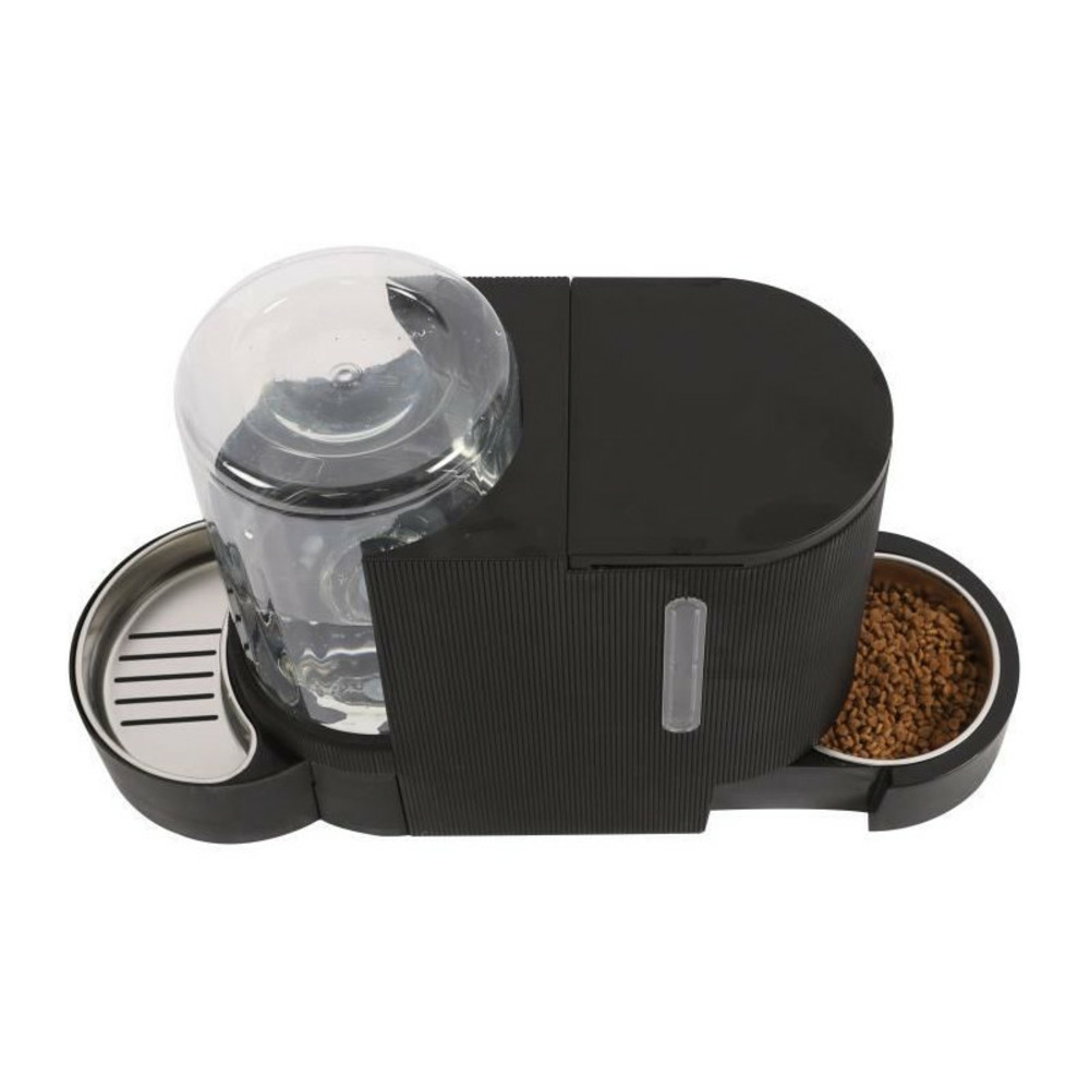 Distributeur de croquettes et d'eau m.pets duplo 1,3kg/3l - 40x16.2x29.1 cm - noir