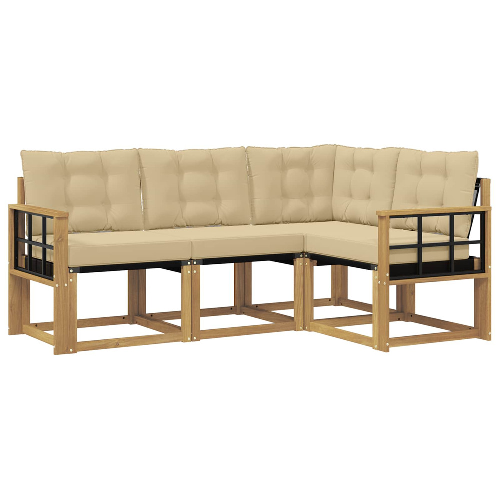 Ensemble de canapés d'extérieur 4 pcs blanc et beige