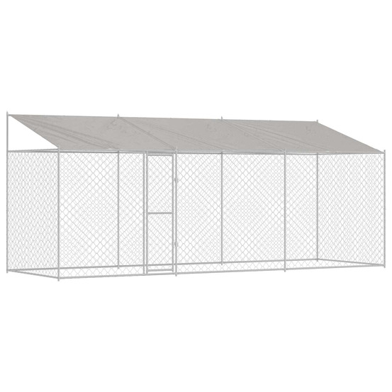Cage pour chien avec toit argenté 600 x 200 x 256 cm