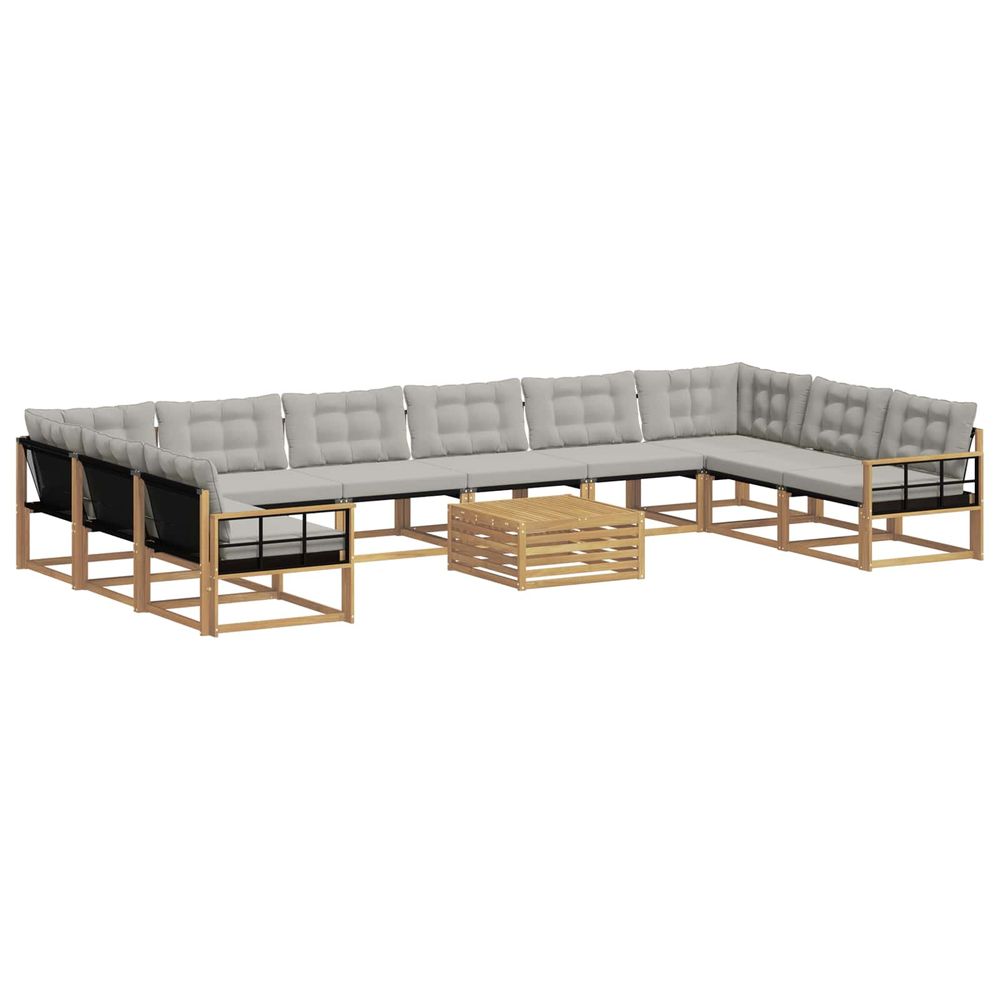 Ensemble de canapés d'extérieur 11 pc blanc et gris clair
