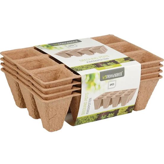 Lot de 4 plaques biodégradables 12 alvéoles pour semis