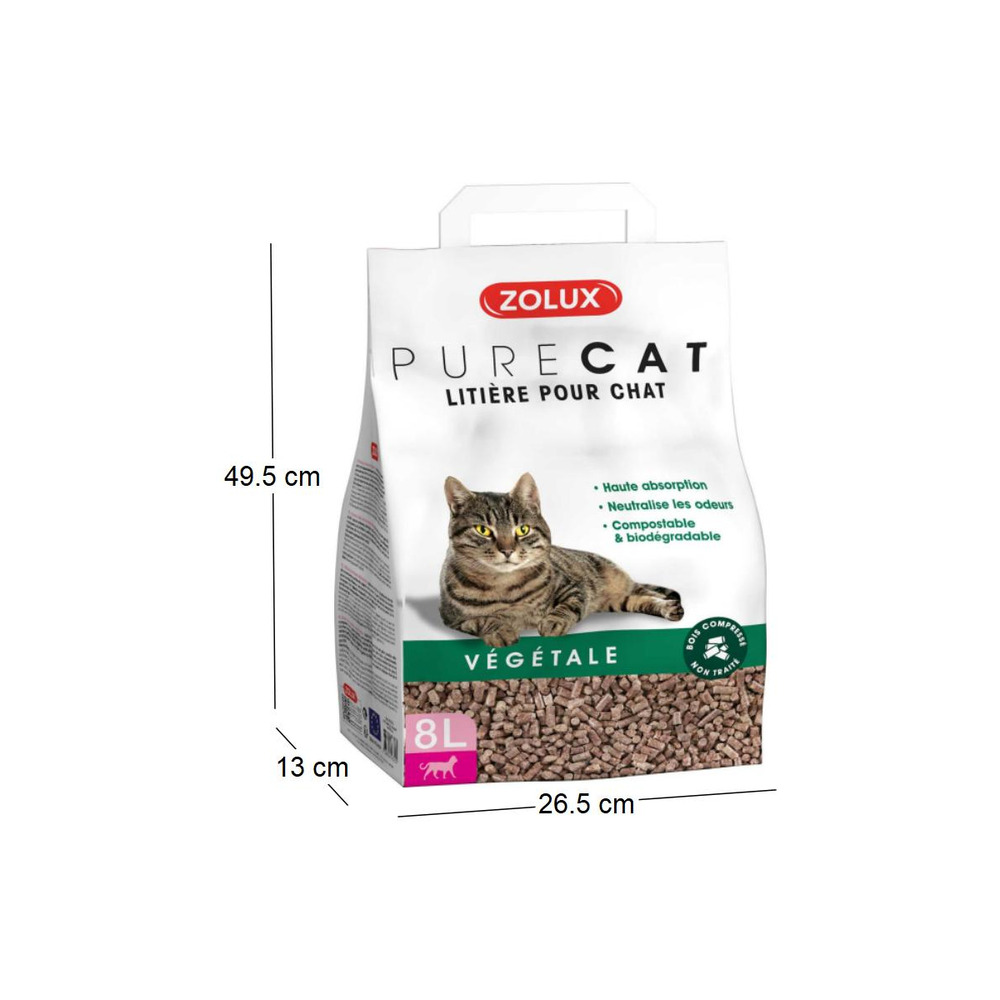 Litière végétale nature purecat 8 litres
