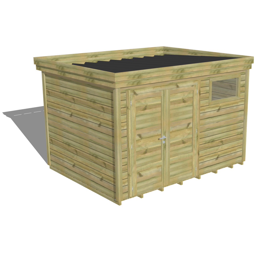 Abri de jardin bois pin traité autoclave 27mm - 3,44x2,64m / 9m2 - bac acier - plancher bois