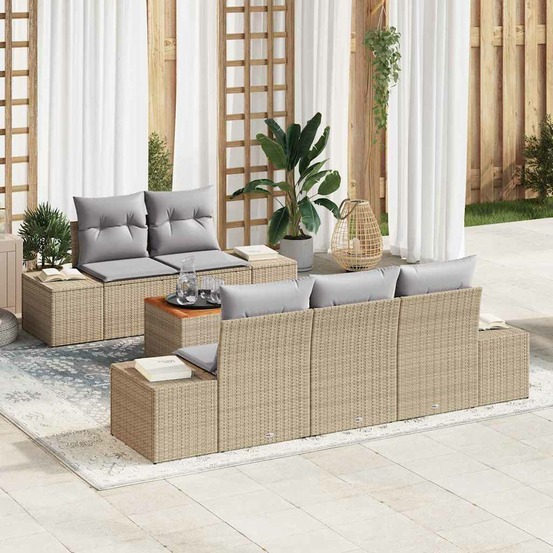 Ensemble de canapé de jardin 6 pcs beige et gris clair