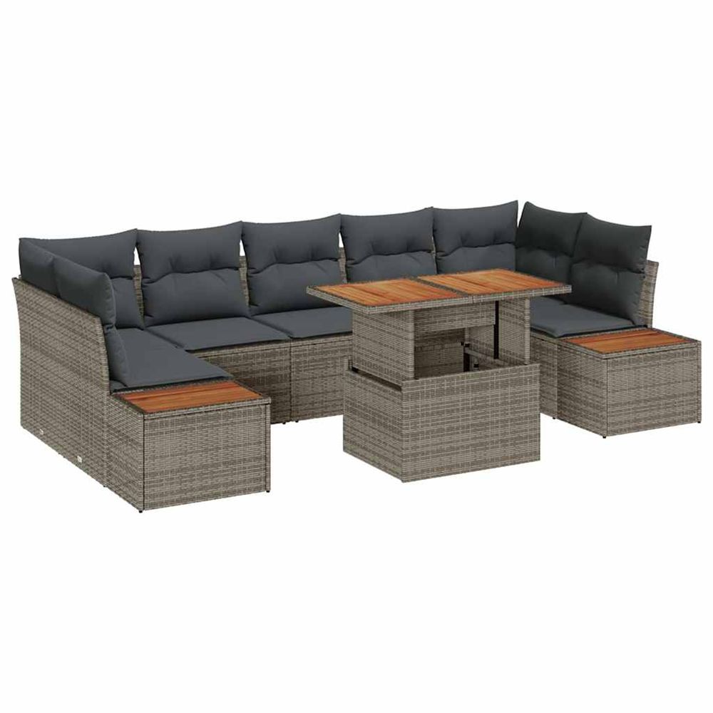 Ensemble de canapé de jardin 8 pc gris poly rotin