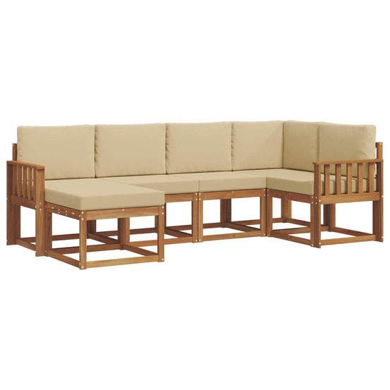 Ensemble de canapés d'extérieur 6 pcs naturel et beige