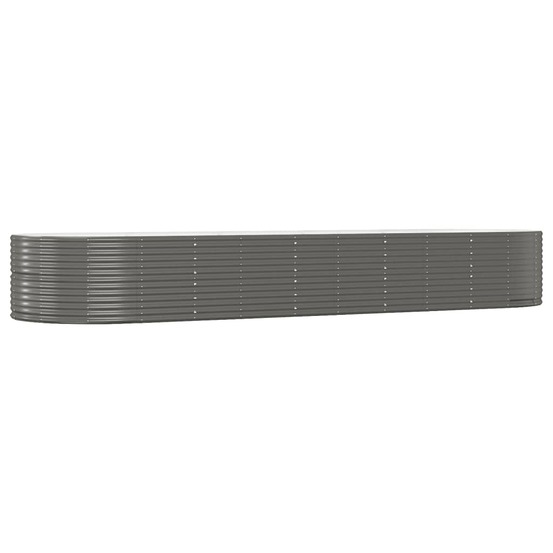 Lit surélevé de jardin gris 447x140x68cm acier enduit de poudre