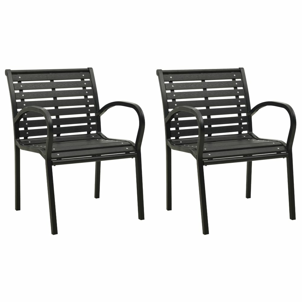 Chaises de jardin 2 pcs acier et wpc noir