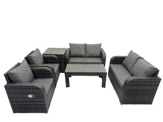 6 pièces ensemble salon de jardin extérieur en polyrotin