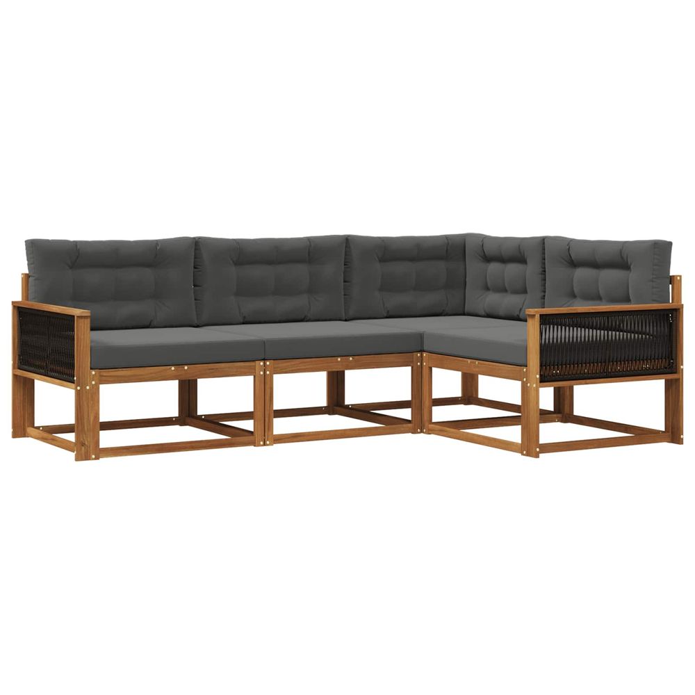 Ensemble de canapés d'extérieur 4 pc naturel et anthracite