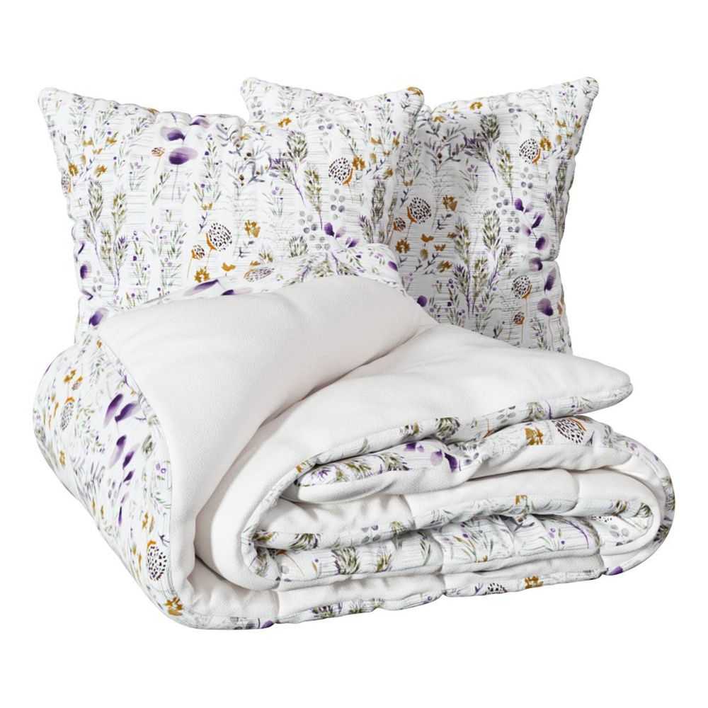 Parure de lit imprimée floral 240x220cm blanc
