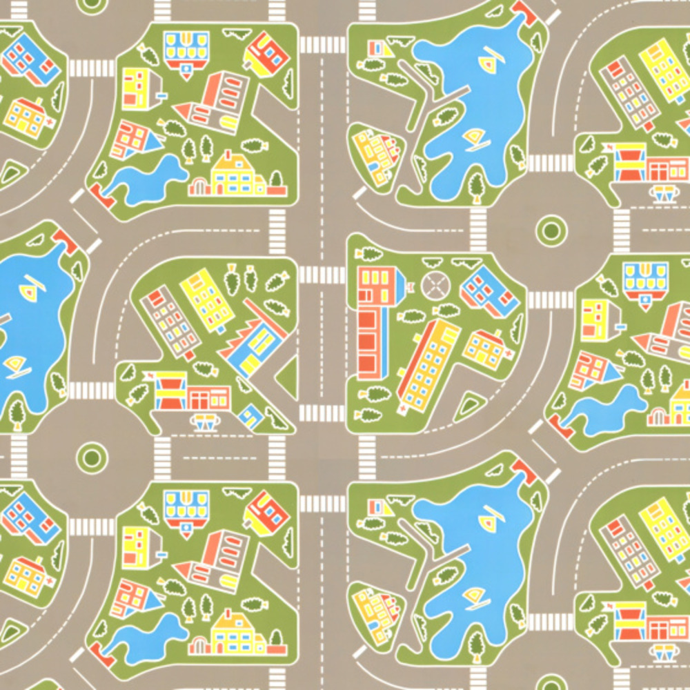 Tapis vinyle pour les enfants - les rues de la ville verte - 150 x 200 cm