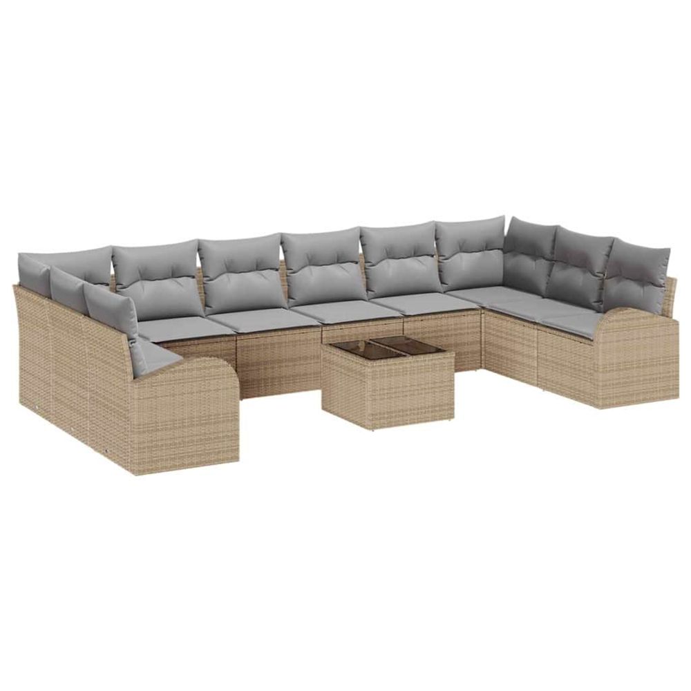 Ensemble de canapé de jardin 11 pc beige et gris clair