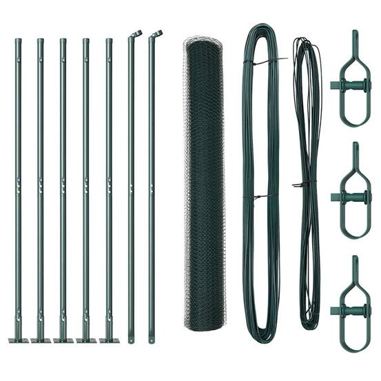Clôture avec poteaux vert 0.8 x 10 m acier recouvert de pvc