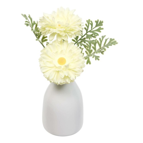 Composition florale artificielle bina h19 cm avec pot en grès