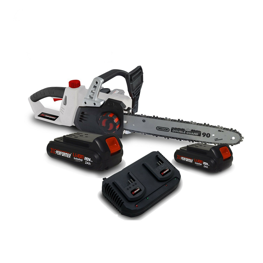Tronçonneuse 40v (2x20v) x-performer xptro40li-2b - double sécurité - graissage auto + 2 batteries 2ah - double chargeur