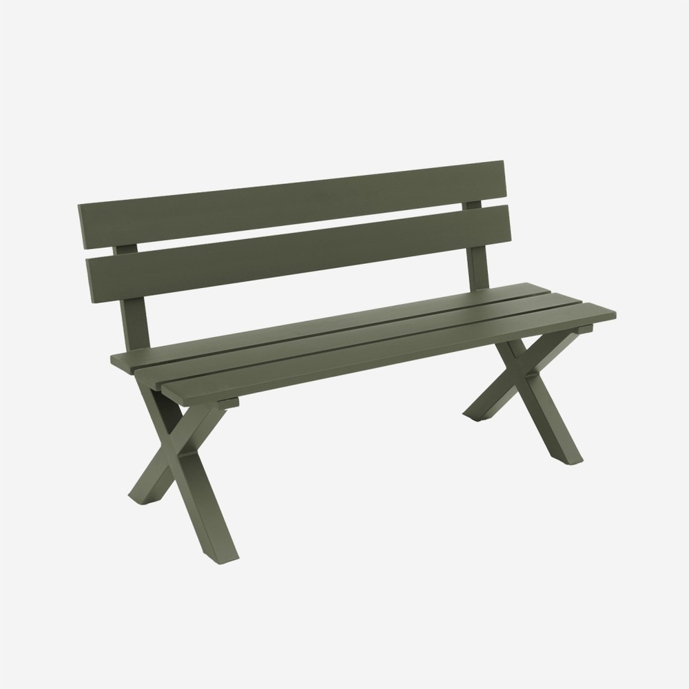 Banc de jardin aluminium 2 places kaki - terralu