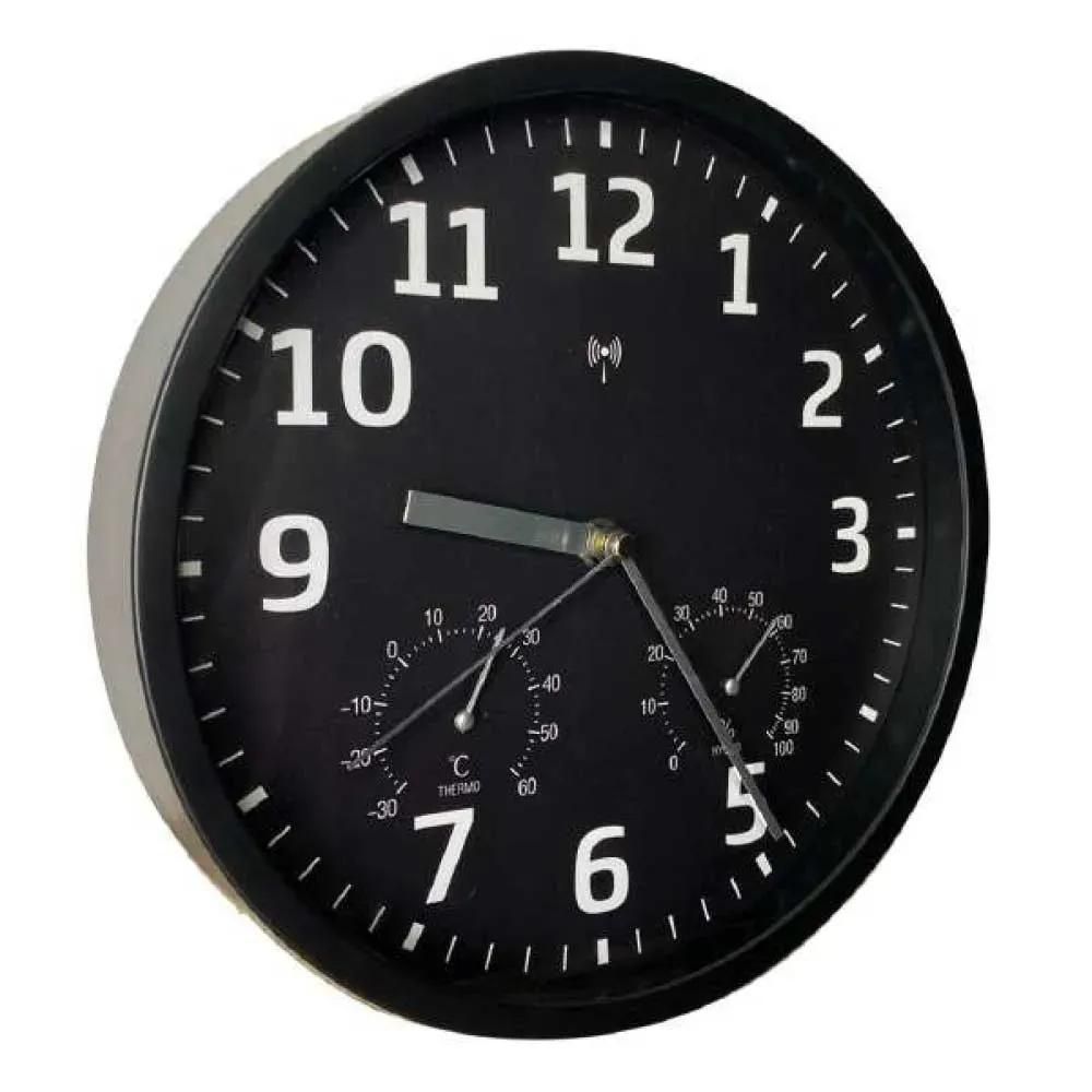 Horloge radiopilotée confort plastique verre noir et blanc ø 25cm