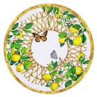 Grand plat de service rond 35,5 cm en imprimé citrons