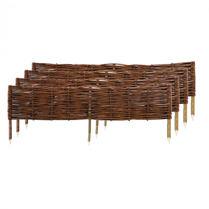 Spring Osier Frame Lot de 4 bordures en osier tressé et piquets noisetier à planter l 1 m ...