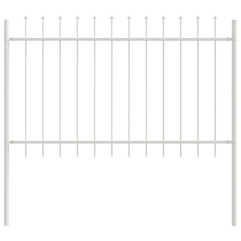 Clôture de jardin avec sommet en lance blanc 1,7x1 m acier