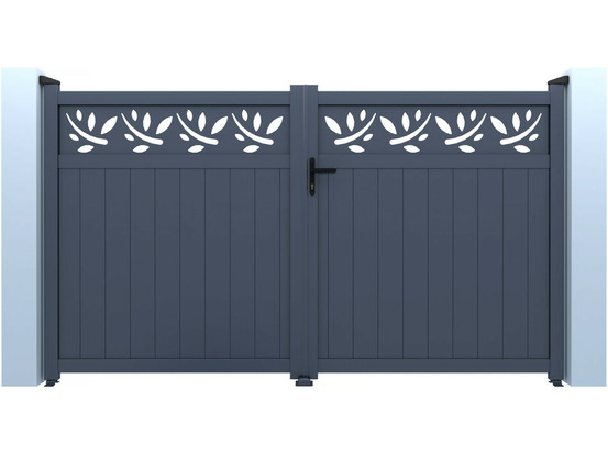 Portail aluminium semi-ajouré à motif