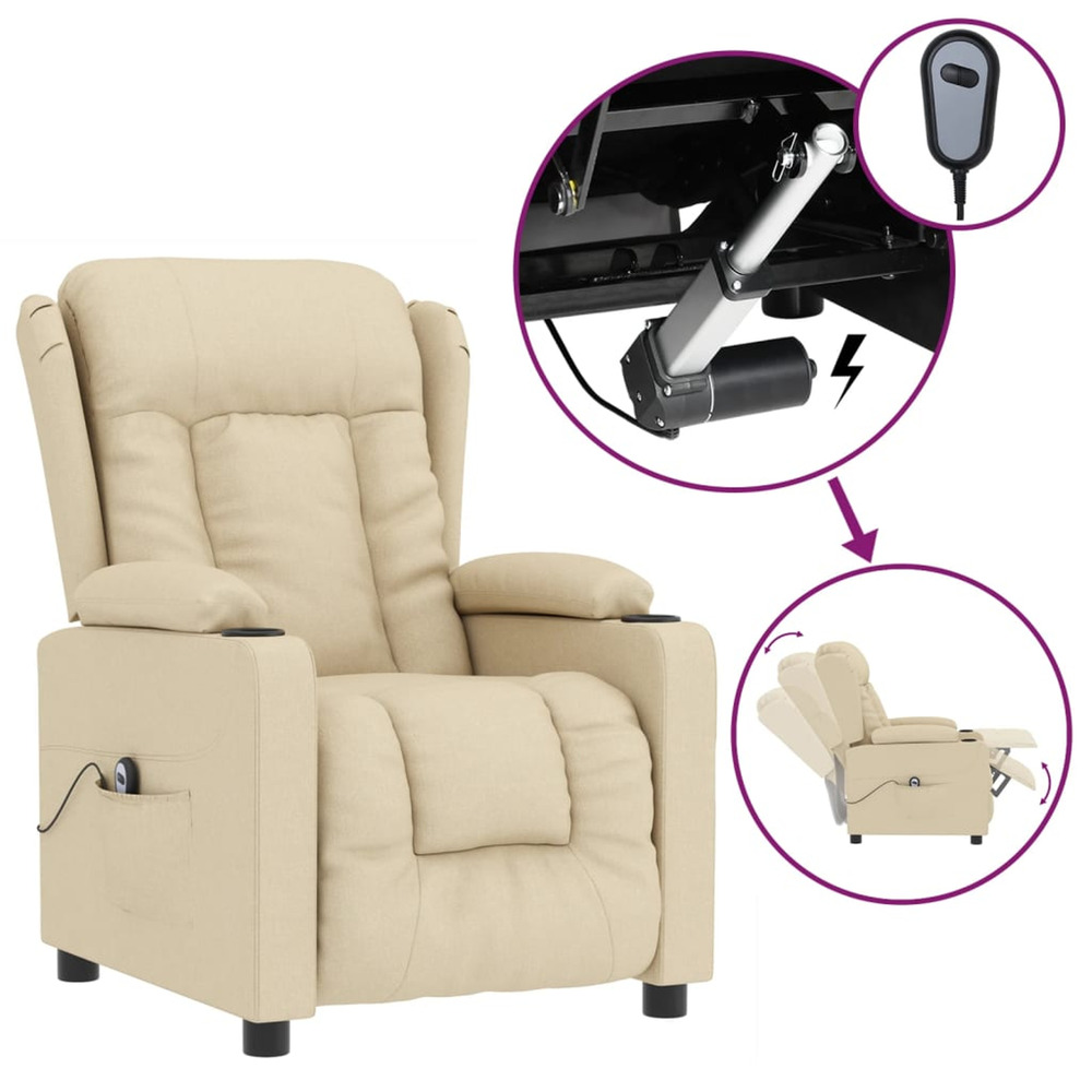 Fauteuil inclinable électrique crème tissu