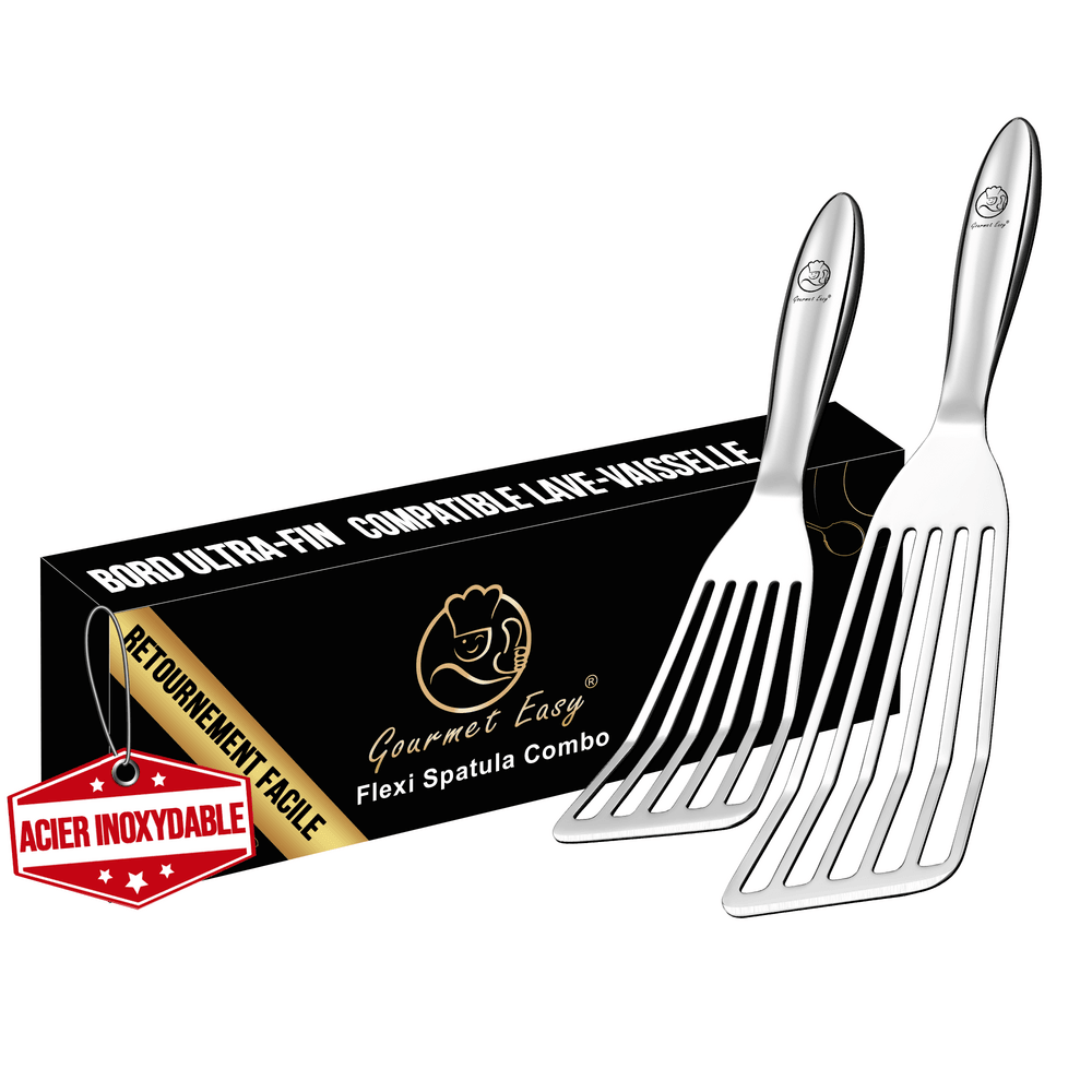 Set spatules poisson inox 1 grande et 1 petite spatule métal