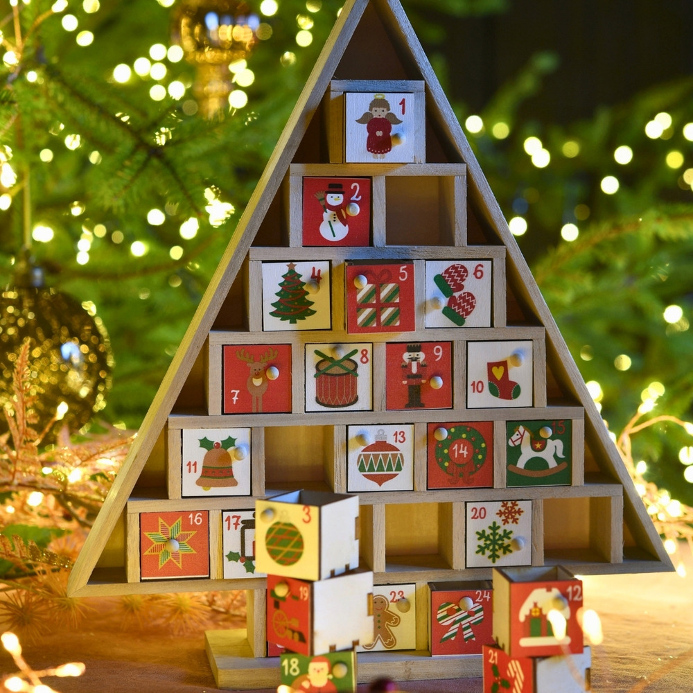 Calendrier de l'avent à poser en bois artisanal à personnaliser