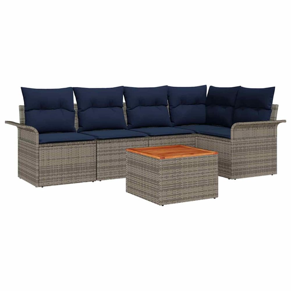 Ensemble de canapé de jardin 6 pc gris polyrotin