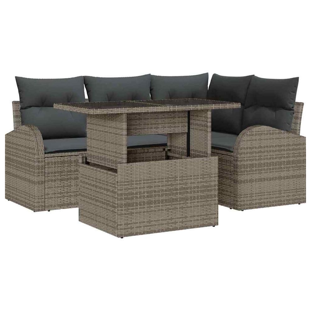 Ensemble de canapé de jardin 5 pc 4-nombre de places gris