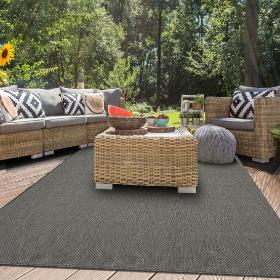 Tapis extérieur 120x170 tissé kilim anthracite gegia