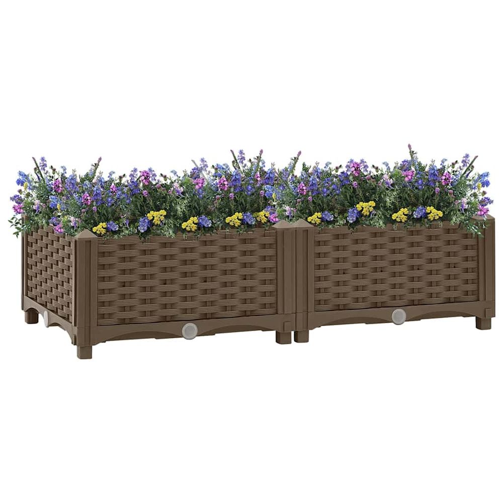 Carré potager en polypropylène pour jardin balcon terrasse brun 80x40x23cm