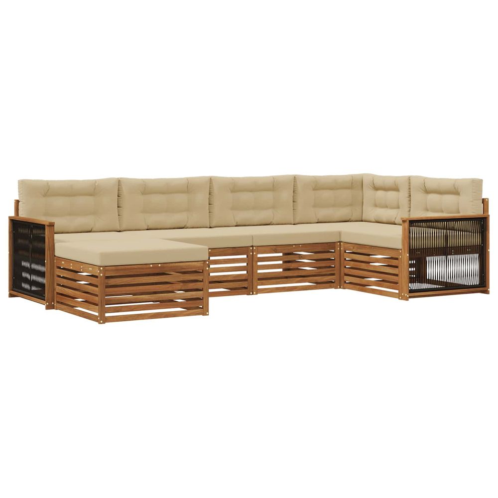 Ensemble de canapés d'extérieur 6 pc naturel et beige