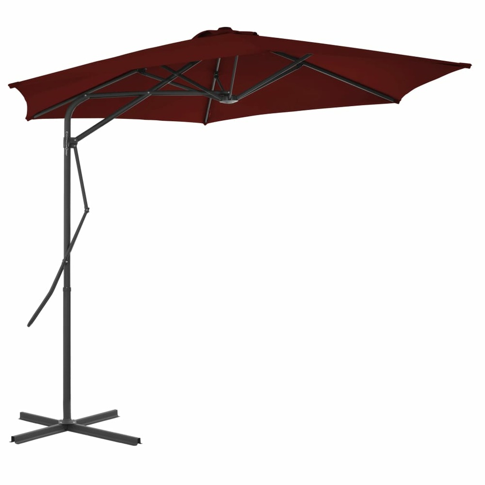Parasol d'extérieur avec mât en acier 300 x 230 cm rouge bordeaux