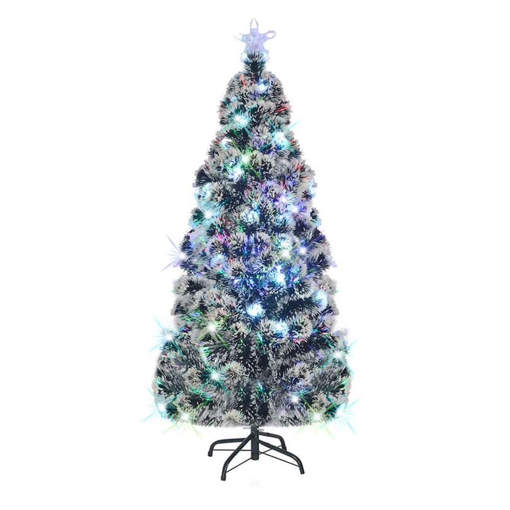 Sapin de noël lumineux fibre optique led pour fêtes intérieur extérieur vert 180 cm