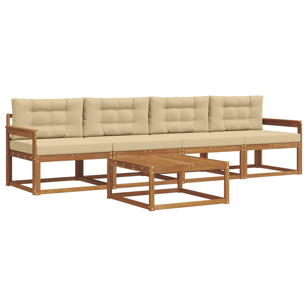 Ensemble de canapés d'extérieur 5 pcs naturel et beige