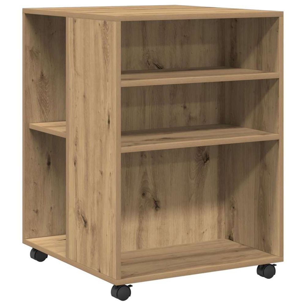 Table d'appoint avec roues chêne artisanal bois d'ingénierie